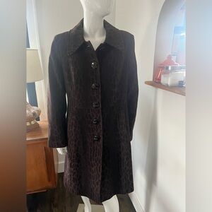 Wool and Cashmere Blend Leopard Print Women's Coat